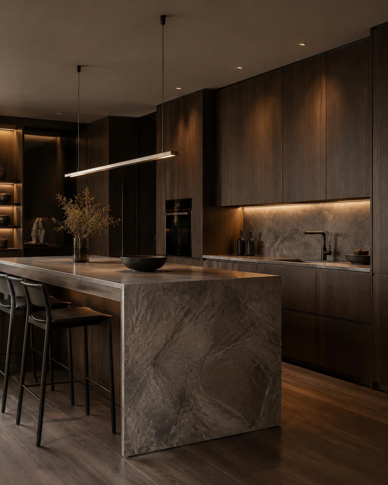 Warm contemporary kitchen interior